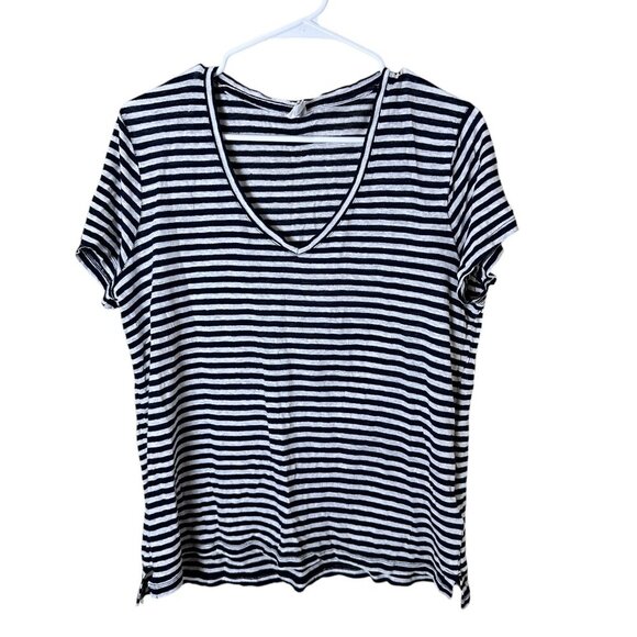 GAP Classic V Neck Tissue Knit Striped T Shirt Size Large - Picture 1 of 6